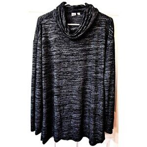 Gap Women's L Long Sleeve Softspun Cowlneck Sweater Black Marled Tunic